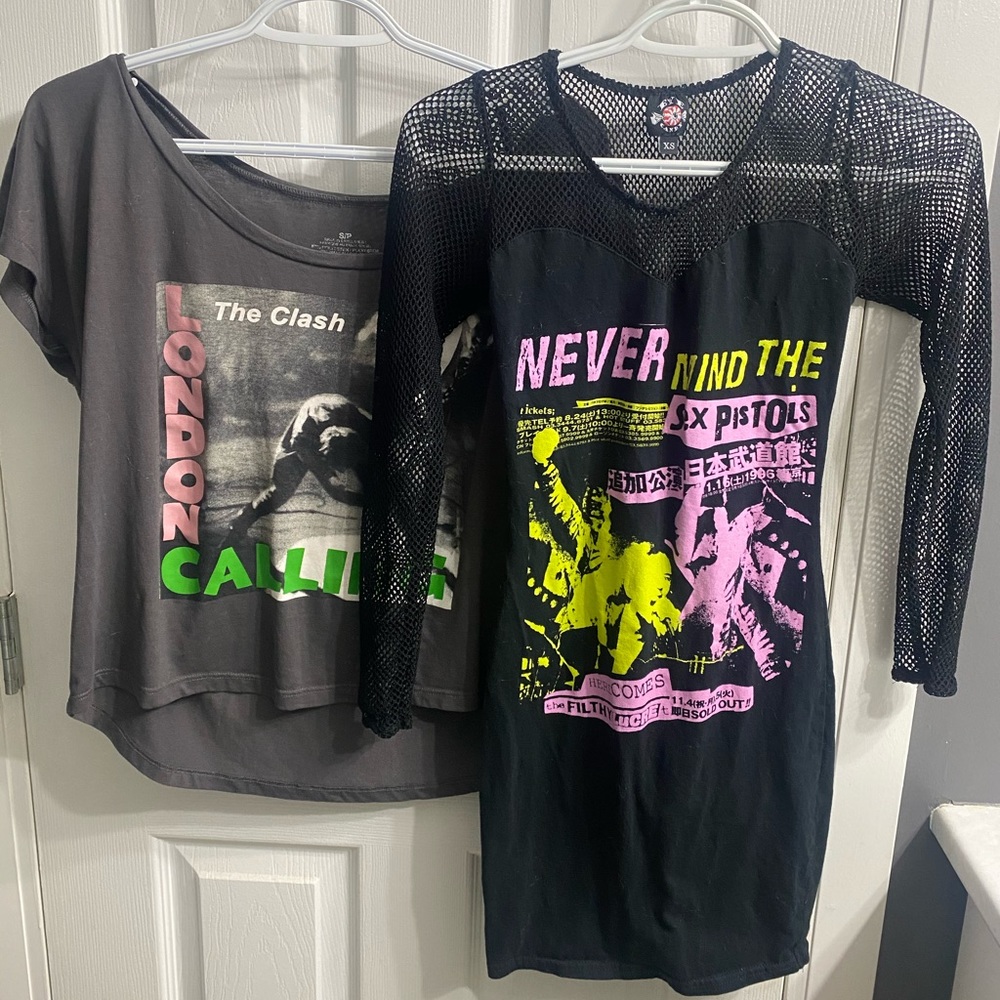 Bundle Vera’s Eyecandy S*x Pistols Dress & the Clash off the shoulder top